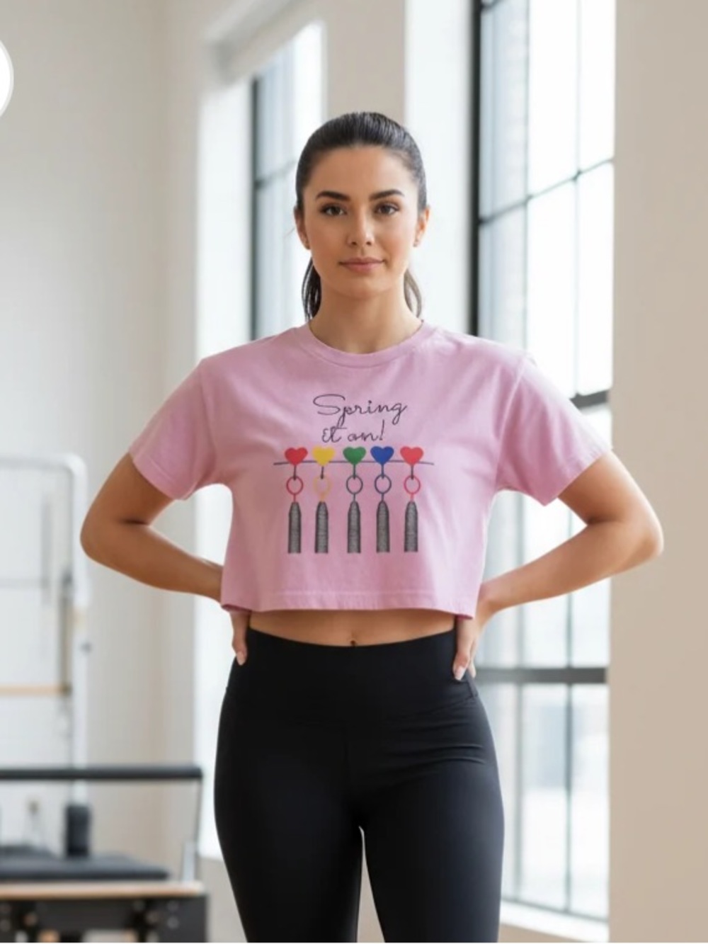 “Spring it on” Pilates Crop Top T-shirt